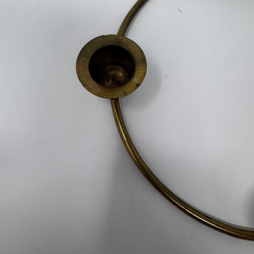 Vintage Solid Brass Ring Candle Holder 4 Slot Advent Centerpiece Mid Century 8in - Picture 7 of 10